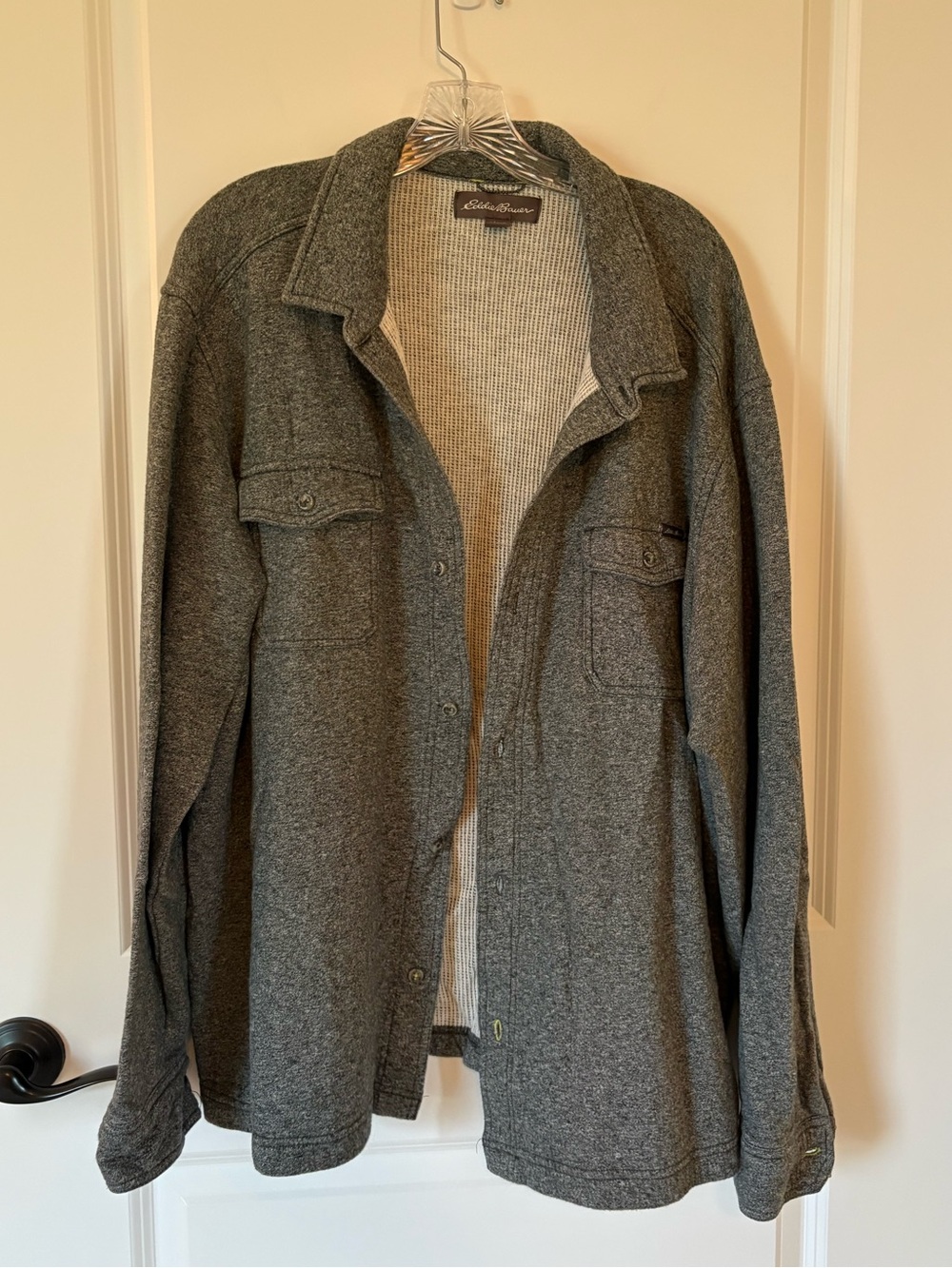 Eddie Bauer Men's Heather Gray Button-Up Shirt Jacket size 2XL